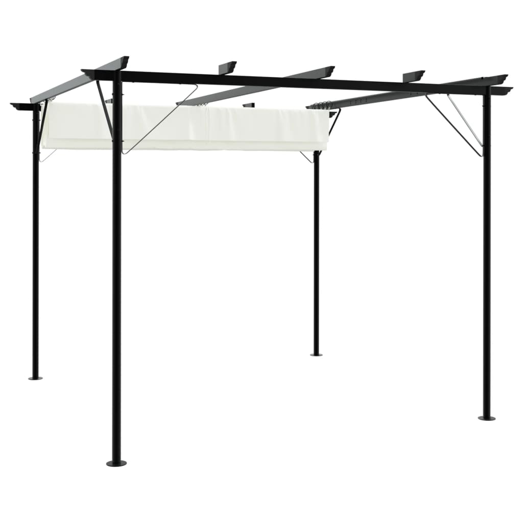 Pergola da Giardino Tetto Retrattile Bianco Crema 3x3 m Acciaio | homemem39