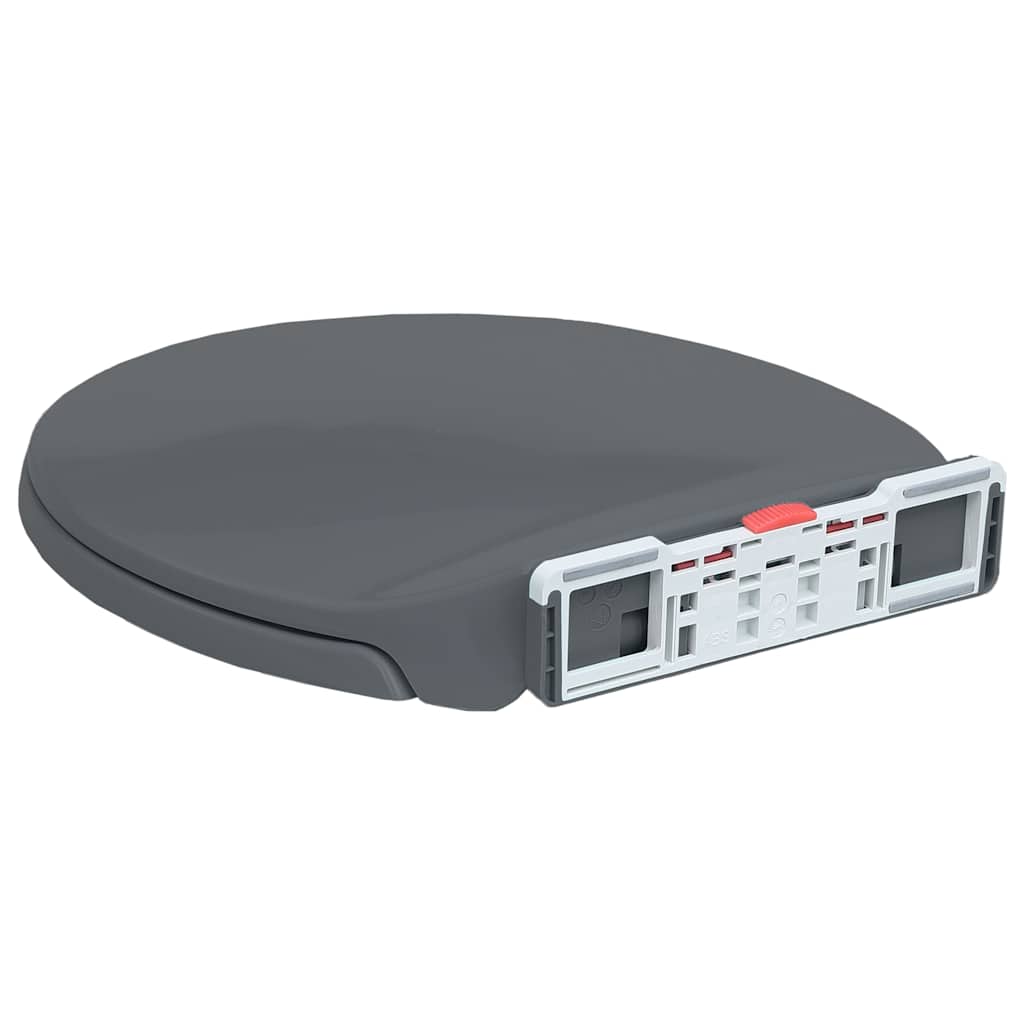 Ovaler grauer WC-Sitz mit Soft-Closing und Schnellverschluss