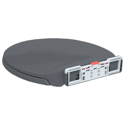 Ovaler grauer WC-Sitz mit Soft-Closing und Schnellverschluss