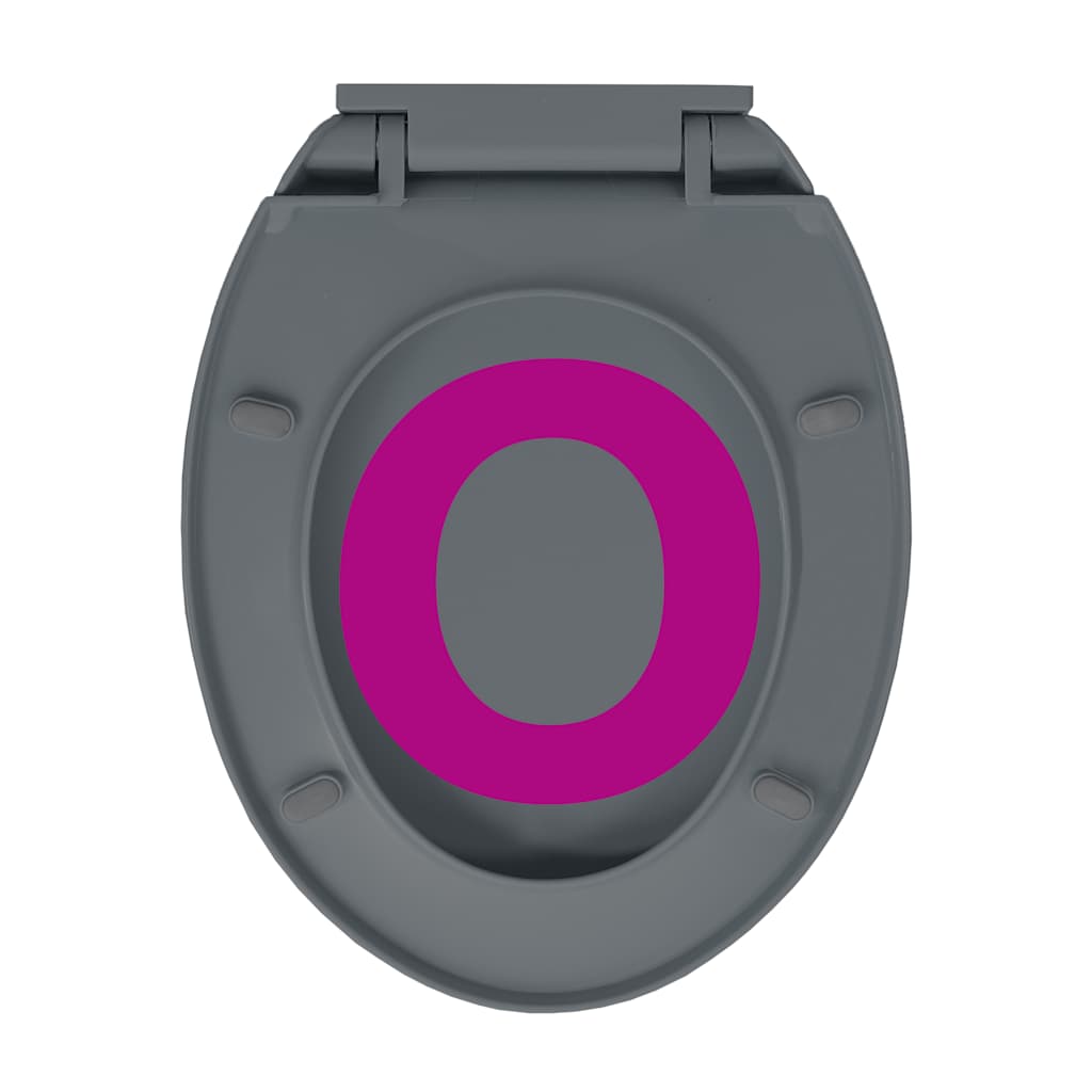 Ovaler grauer WC-Sitz mit Soft-Closing und Schnellverschluss