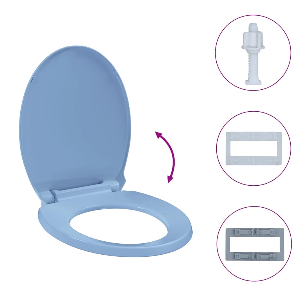 Tavoletta WC a Chiusura Ammortizzata Blu Ovale