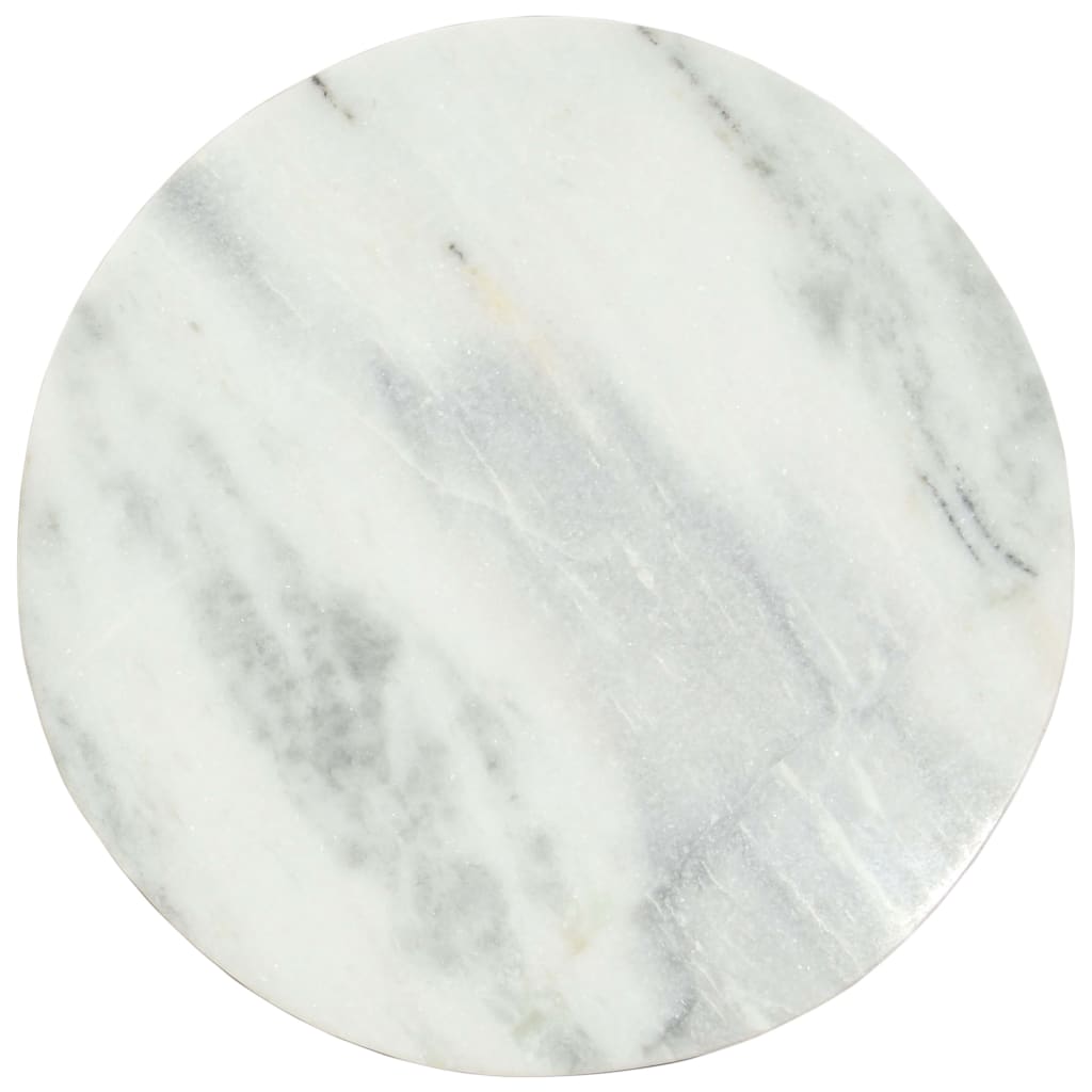 Tavolino da Salotto Bianco e Nero Ø65 cm in Vero Marmo Solido