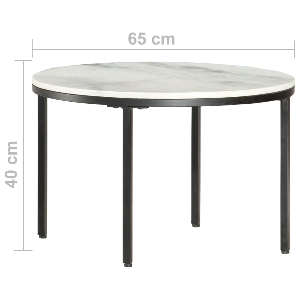 Tavolino da Salotto Bianco e Nero Ø65 cm in Vero Marmo Solido