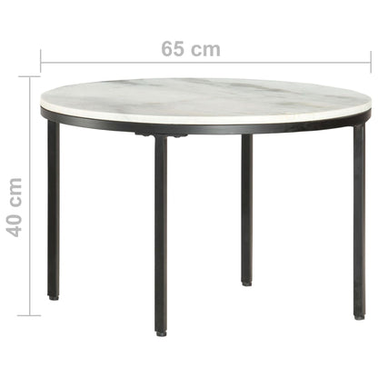 Tavolino da Salotto Bianco e Nero Ø65 cm in Vero Marmo Solido