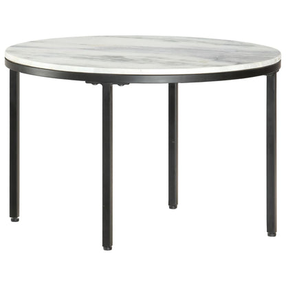 Tavolino da Salotto Bianco e Nero Ø65 cm in Vero Marmo Solido