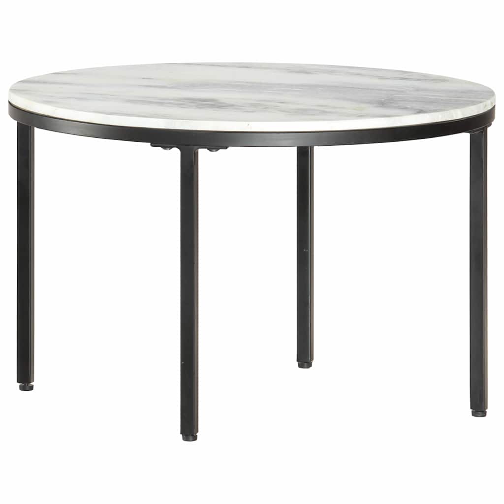 Tavolino da Salotto Bianco e Nero Ø65 cm in Vero Marmo Solido