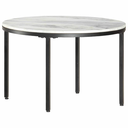 Tavolino da Salotto Bianco e Nero Ø65 cm in Vero Marmo Solido