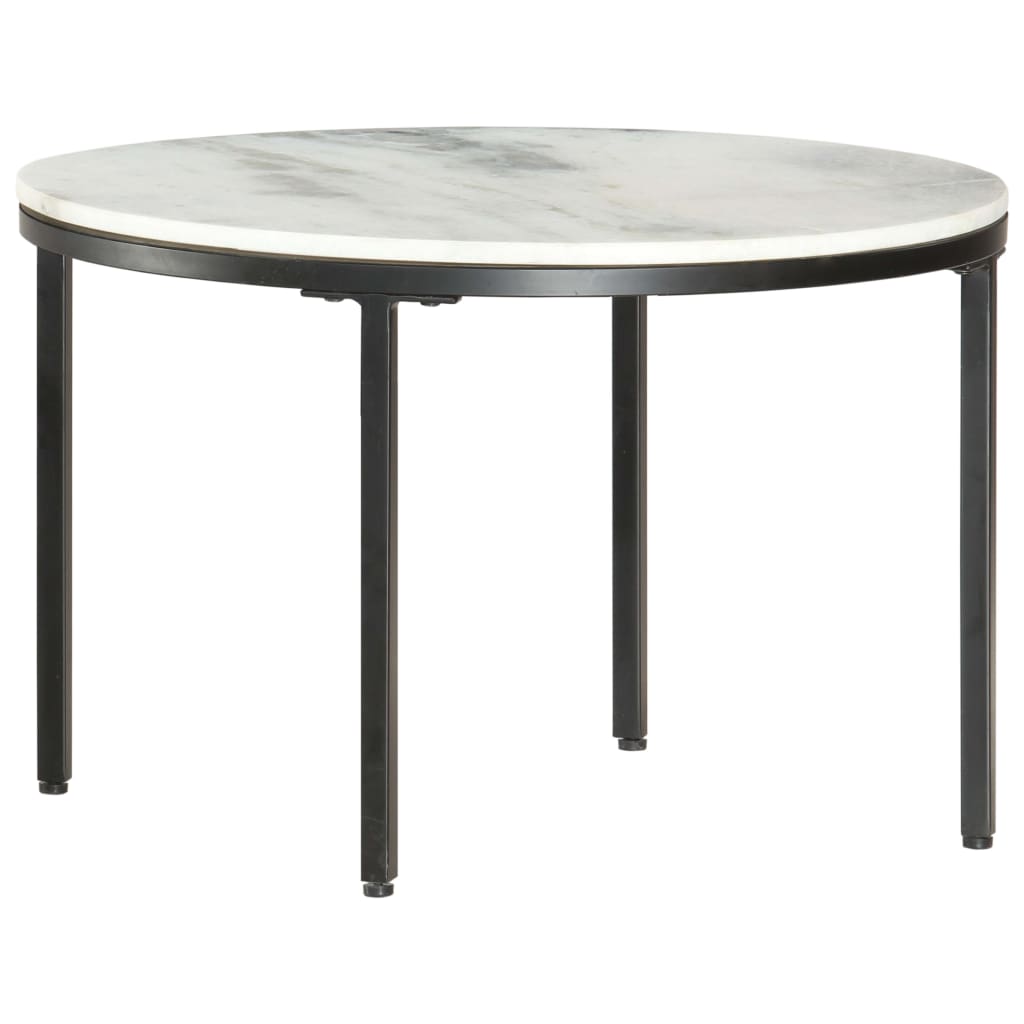 Tavolino da Salotto Bianco e Nero Ø65 cm in Vero Marmo Solido