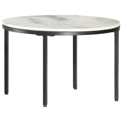 Tavolino da Salotto Bianco e Nero Ø65 cm in Vero Marmo Solido