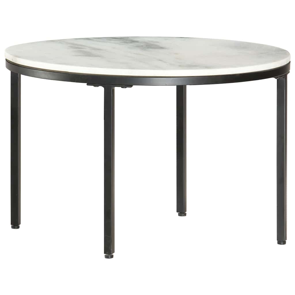 Tavolino da Salotto Bianco e Nero Ø65 cm in Vero Marmo Solido