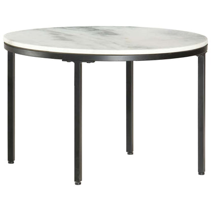 Tavolino da Salotto Bianco e Nero Ø65 cm in Vero Marmo Solido