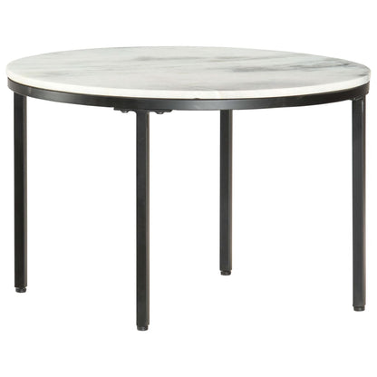 Tavolino da Salotto Bianco e Nero Ø65 cm in Vero Marmo Solido