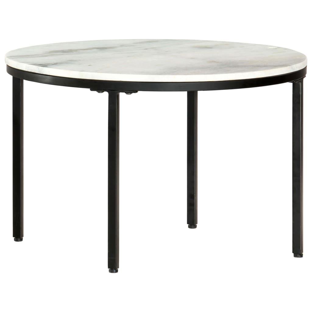 Tavolino da Salotto Bianco e Nero Ø65 cm in Vero Marmo Solido