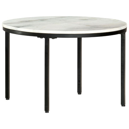 Tavolino da Salotto Bianco e Nero Ø65 cm in Vero Marmo Solido