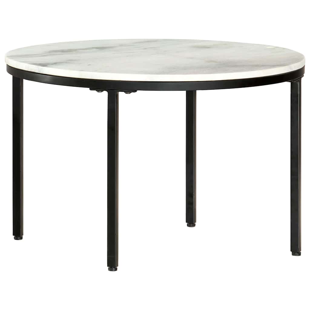 Tavolino da Salotto Bianco e Nero Ø65 cm in Vero Marmo Solido