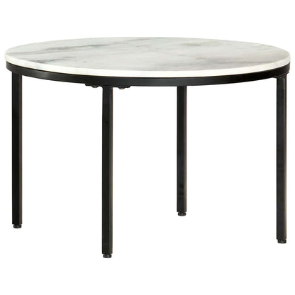 Tavolino da Salotto Bianco e Nero Ø65 cm in Vero Marmo Solido
