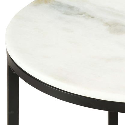 Tavolino da Salotto Bianco e Nero Ø50 cm in Vero Marmo Solido | homemem39