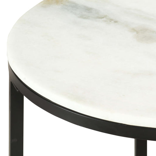 Tavolino da Salotto Bianco e Nero Ø50 cm in Vero Marmo Solido | homemem39