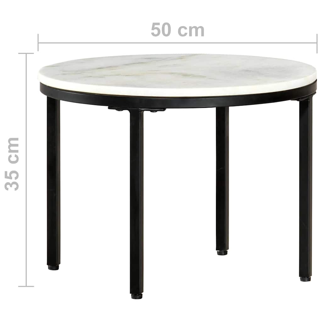 Tavolino da Salotto Bianco e Nero Ø50 cm in Vero Marmo Solido