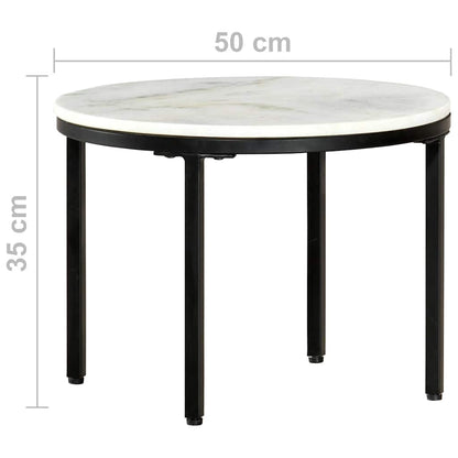 Tavolino da Salotto Bianco e Nero Ø50 cm in Vero Marmo Solido