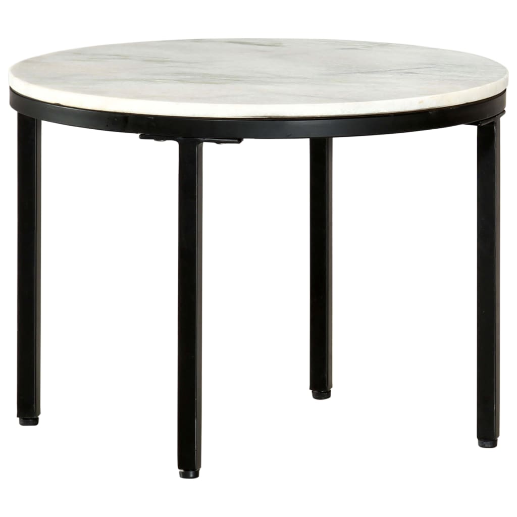 Tavolino da Salotto Bianco e Nero Ø50 cm in Vero Marmo Solido | homemem39