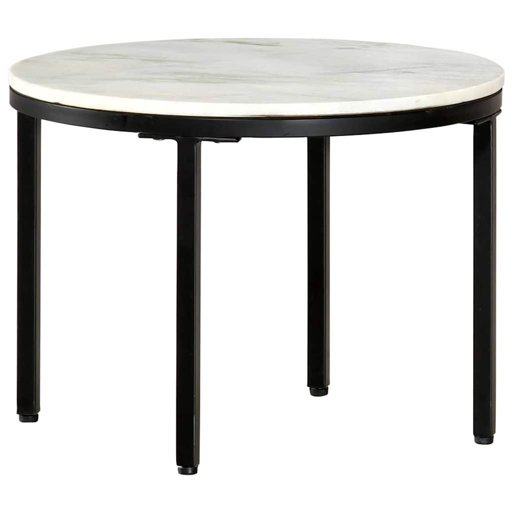 Tavolino da Salotto Bianco e Nero Ø50 cm in Vero Marmo Solido