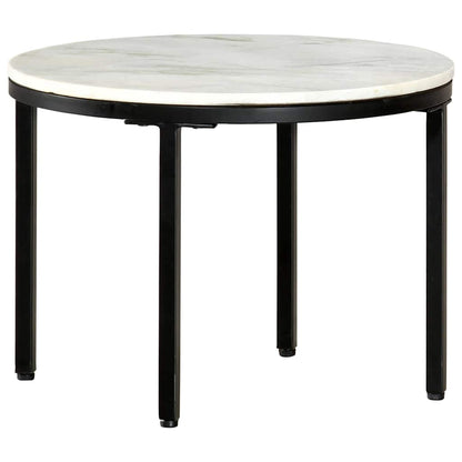 Tavolino da Salotto Bianco e Nero Ø50 cm in Vero Marmo Solido