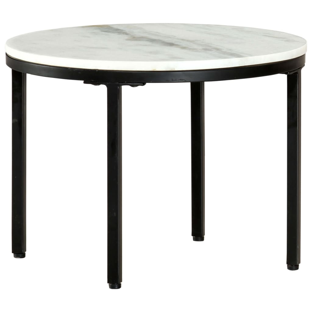 Tavolino da Salotto Bianco e Nero Ø50 cm in Vero Marmo Solido | homemem39