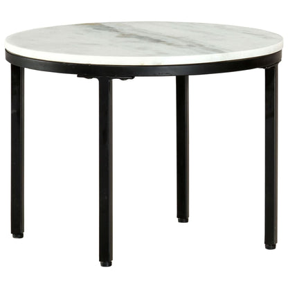Tavolino da Salotto Bianco e Nero Ø50 cm in Vero Marmo Solido | homemem39