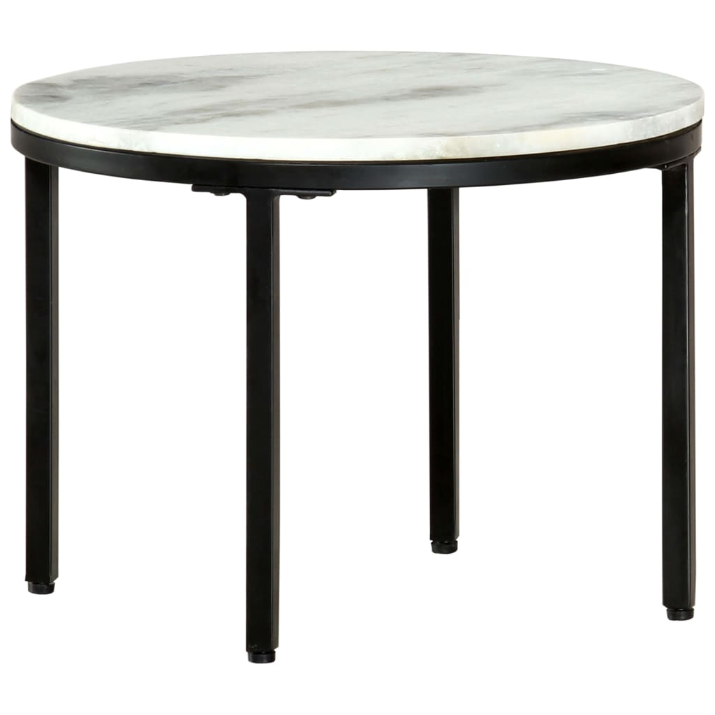 Tavolino da Salotto Bianco e Nero Ø50 cm in Vero Marmo Solido | homemem39