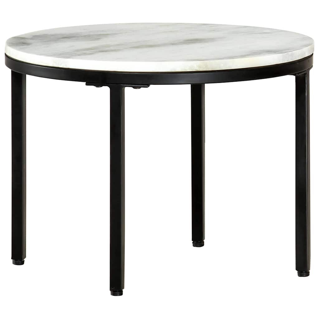 Tavolino da Salotto Bianco e Nero Ø50 cm in Vero Marmo Solido