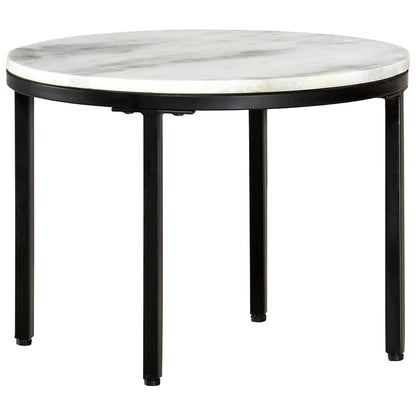 Tavolino da Salotto Bianco e Nero Ø50 cm in Vero Marmo Solido