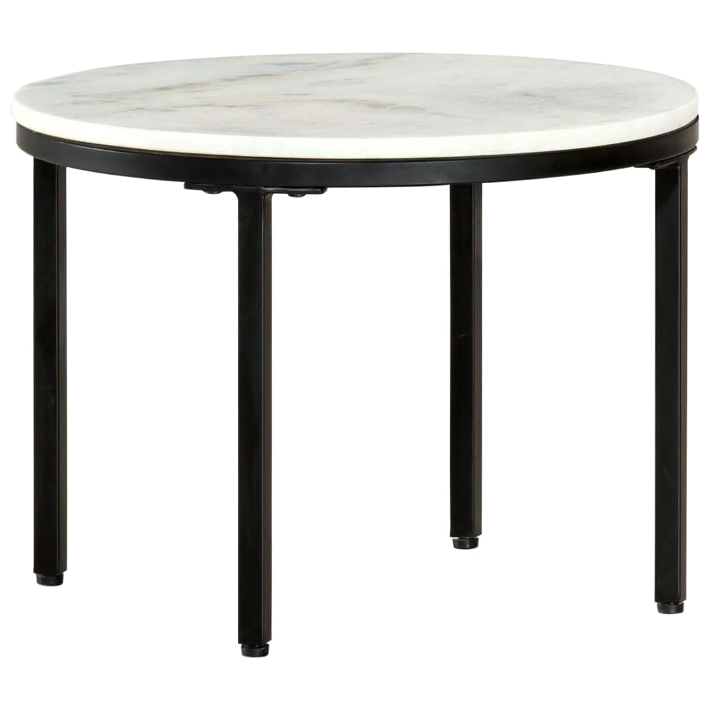 Tavolino da Salotto Bianco e Nero Ø50 cm in Vero Marmo Solido | homemem39