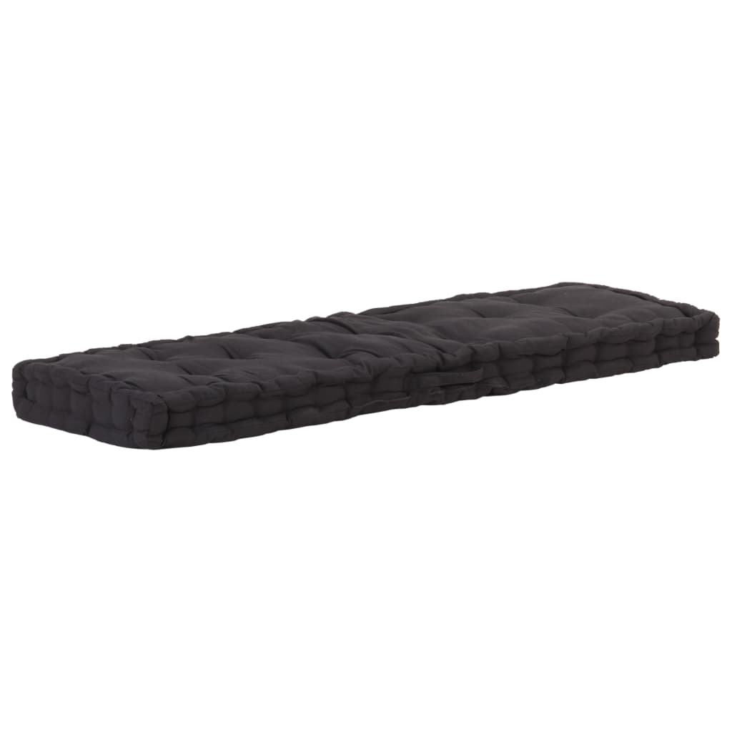 Cuscino per Pallet e Pavimento in Cotone 120x40x7 cm Nero - homemem39