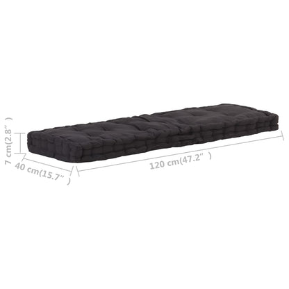 Cuscino per Pallet e Pavimento in Cotone 120x40x7 cm Nero - homemem39