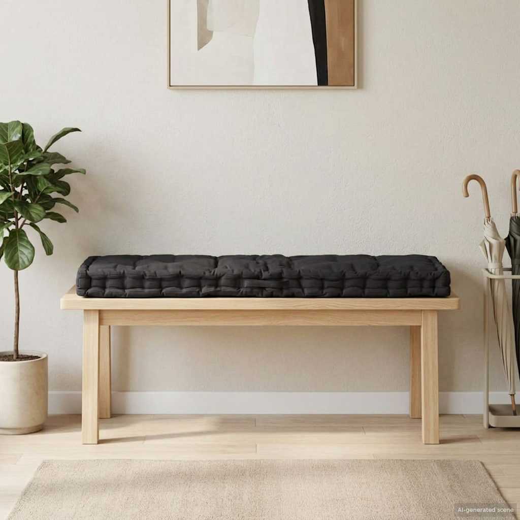 Cuscino per Pallet e Pavimento in Cotone 120x40x7 cm Nero | homemem39