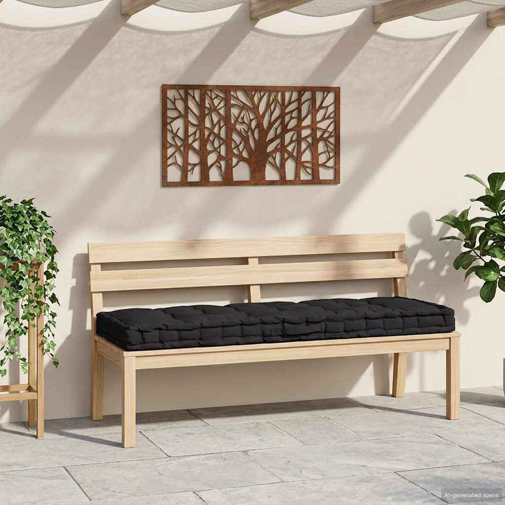 Cuscino per Pallet e Pavimento in Cotone 120x80x10 cm Nero | homemem39