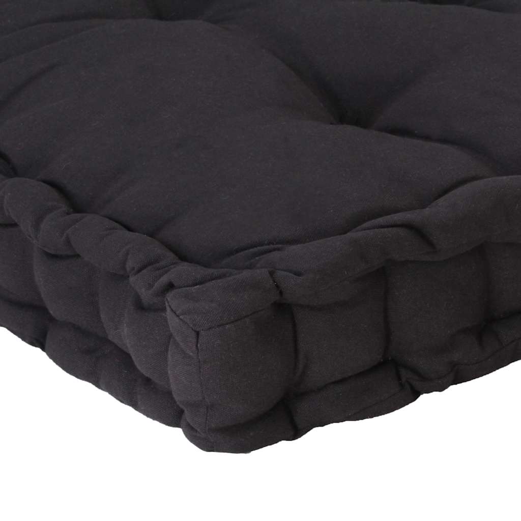 Cuscino per Pallet e Pavimento in Cotone 120x80x10 cm Nero | homemem39