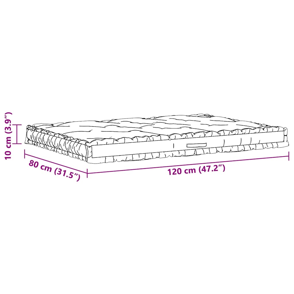 Cuscino per Pallet e Pavimento in Cotone 120x80x10 cm Nero | homemem39