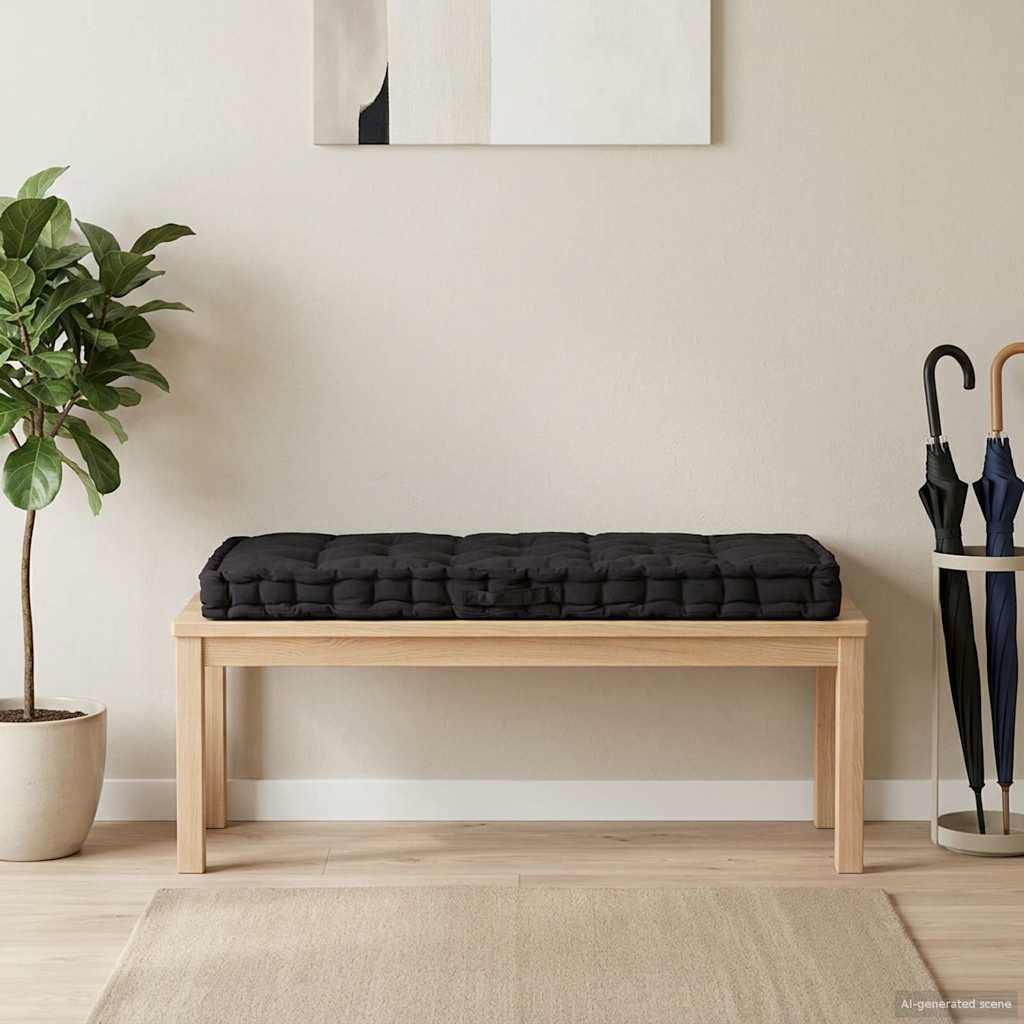 Cuscino per Pallet e Pavimento in Cotone 120x80x10 cm Nero