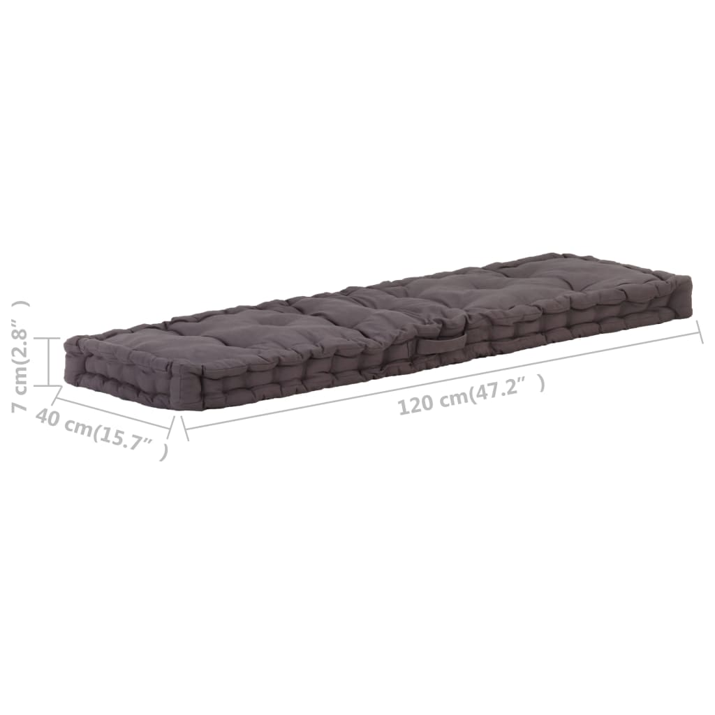 Cuscino per Pallet e Pavimento in Cotone 120x40x7 cm Antracite - homemem39