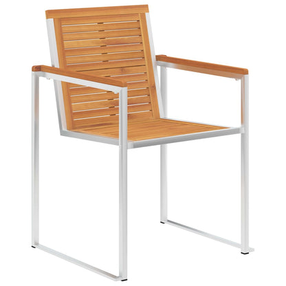 Sedie da Giardino 2 pz Legno Massello di Acacia e Acciaio Inox | homemem39