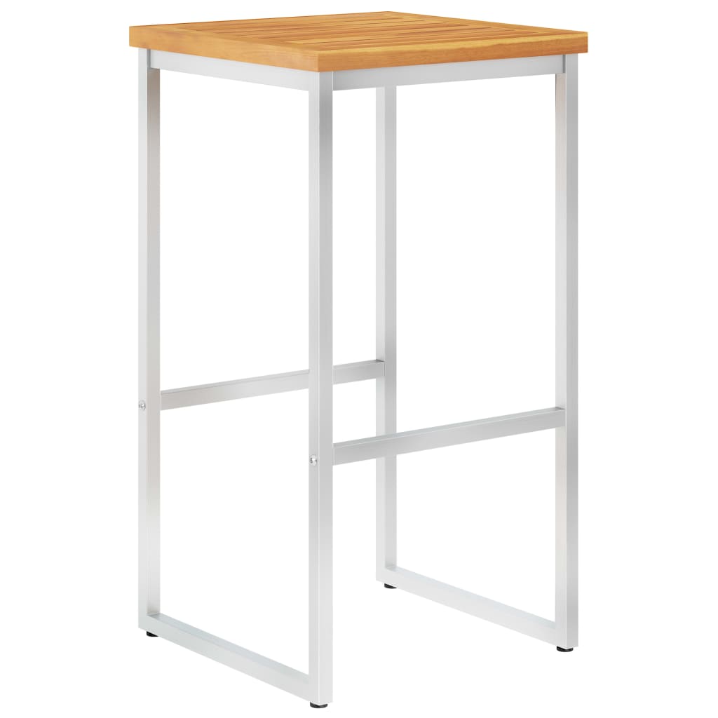 Sgabelli da Bar 4 pz in Legno Massello di Acacia e Acciaio Inox - homemem39