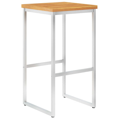 Sgabelli da Bar 4 pz in Legno Massello di Acacia e Acciaio Inox - homemem39