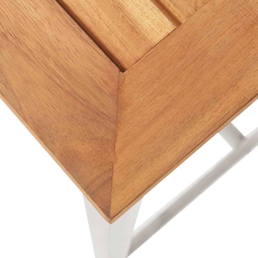 Sgabelli da Bar 4 pz in Legno Massello di Acacia e Acciaio Inox | homemem39