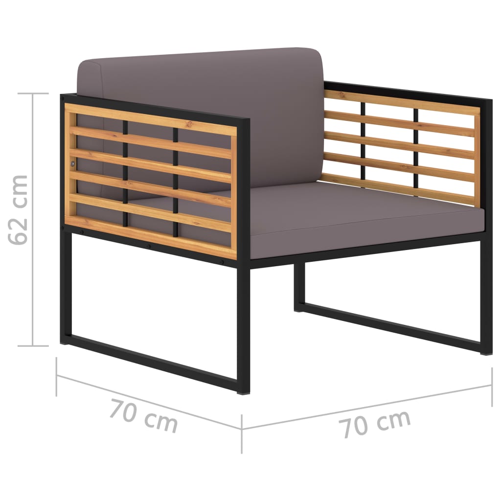 Sedie da Giardino con Cuscini 2 pz in Legno Acacia Grigio Scuro | homemem39
