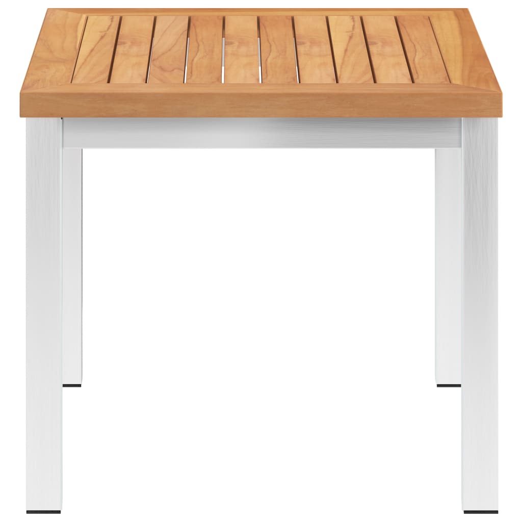Tavolino da Giardino 45x45x38cm in Legno di Teak e Acciaio Inox - homemem39