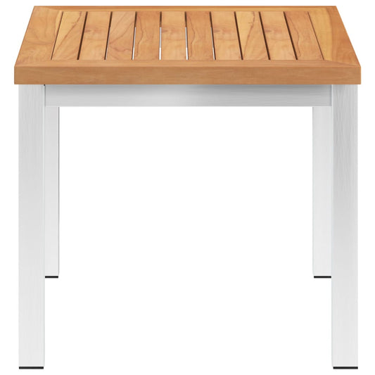 Tavolino da Giardino 45x45x38cm in Legno di Teak e Acciaio Inox - homemem39