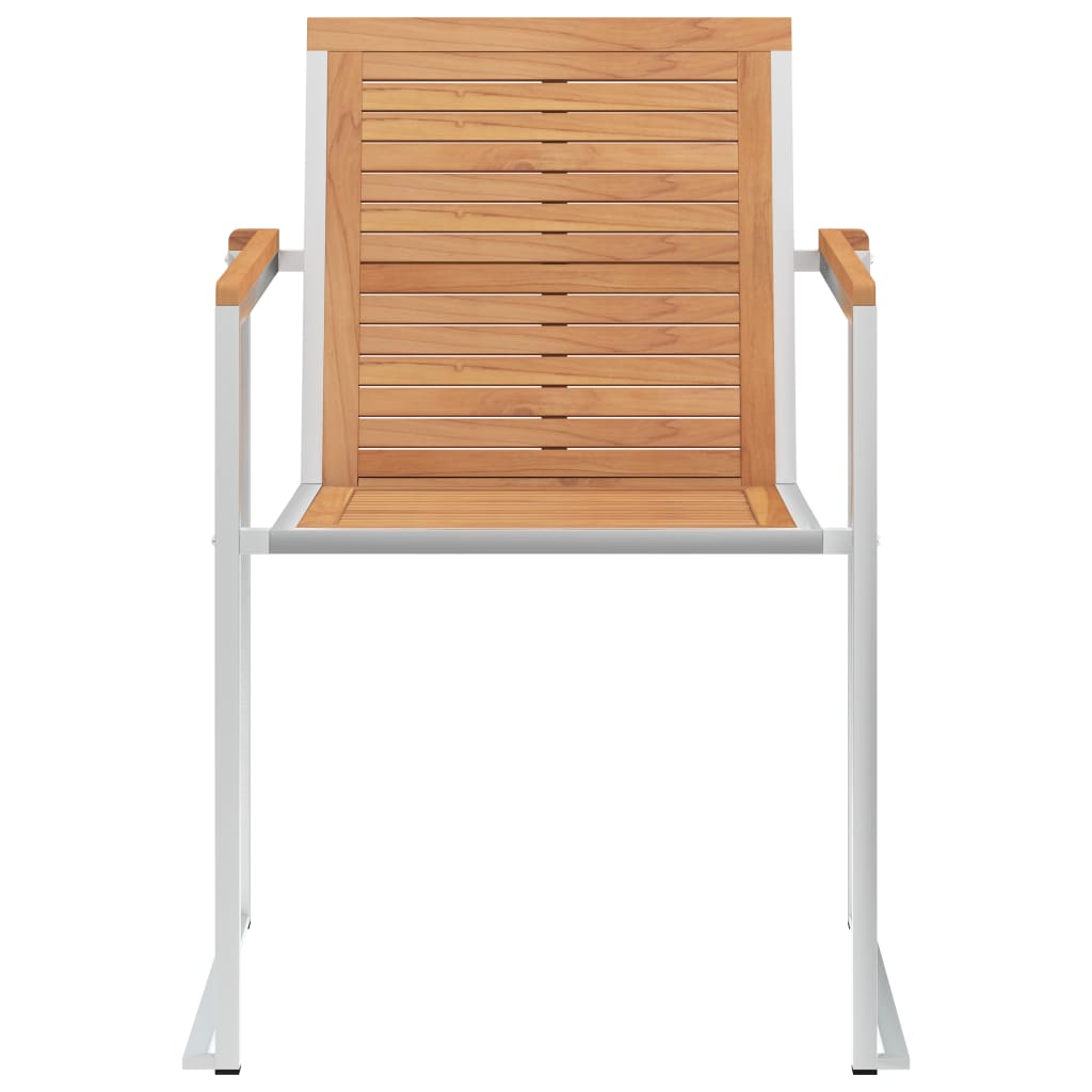 Sedie da Giardino 2 pz in Legno Massello di Teak e Acciaio Inox | homemem39
