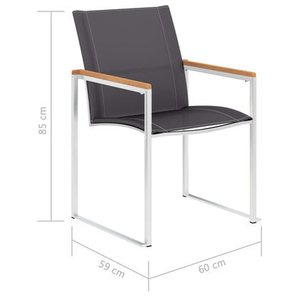 Sedie da Giardino 4 pz in Textilene e Acciaio Inox Grigie | homemem39